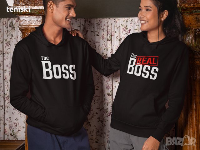 Качествени Суичъри за семейства и влюбени двойки King & Queen , The Boss The Real Boss 4 модела, снимка 2 - Суичъри - 31701779
