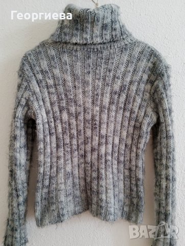 Топъл дамски пуловер в сив меланж, снимка 4 - Блузи с дълъг ръкав и пуловери - 39036942