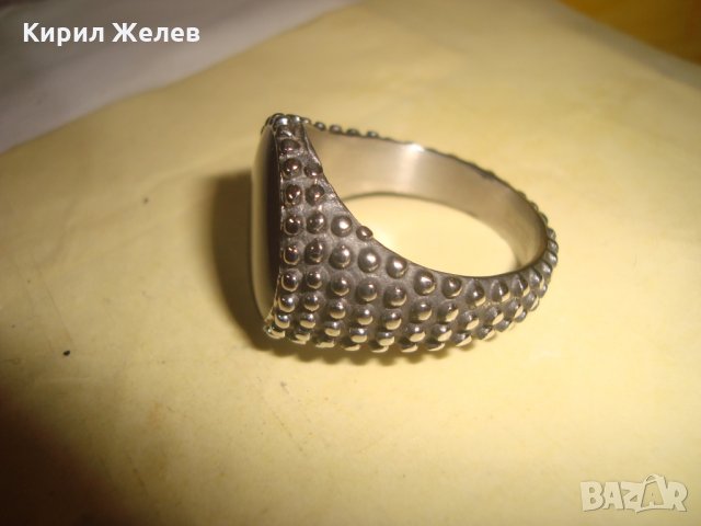 СТОМАНЕН МОДЕН АРТ МОДЕЛ МАСИВЕН ПРЪСТЕН НЕРЪЖДАЕМА ОКСИДИРАНА СТОМАНА ГРАНУЛАЦИЯ НОВ 17033, снимка 5 - Пръстени - 34507871