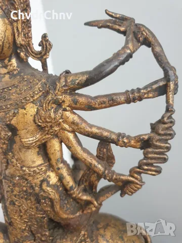 Shiva on Nandi 43см-4кг/стара азиатска/индийска бронзова фигура бог Шива язди бикът Нанди, снимка 9 - Статуетки - 56020322