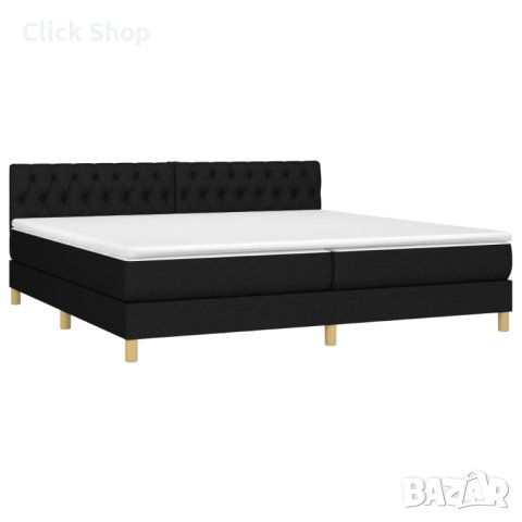 Боксспринг легло с матрак и LED, черна, 200x200 см, плат, снимка 3 - Спални и легла - 40348718