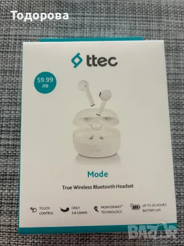 Bluetooth слушалки ttec Mode, TWS, Бели