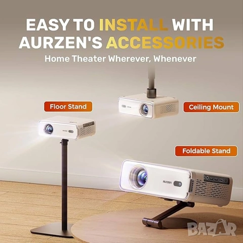 Смарт Проектор с Автофокус, Dolby Audio, HDR10 и Native 1080P, Aurzen EAZZE D1, снимка 7 - Плейъри, домашно кино, прожектори - 53315423