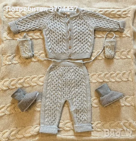 Плетен комплект с ръкавици и буйки , снимка 1