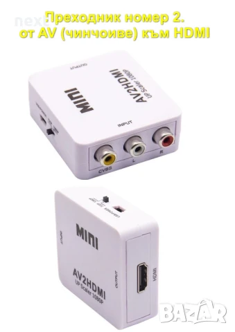 АКТИВЕН преходник преобразувател адаптер HDMI, VGA, AV, RCA (чинчове) + Гаранция, снимка 3 - Кабели и адаптери - 50807561
