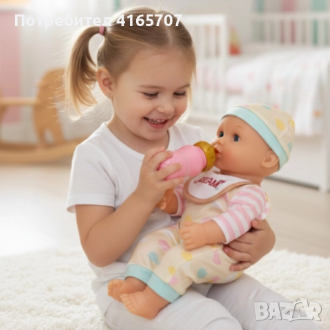 Кукла бебе 12 инча, която яде, пие и пишка – забавление и грижа за всяко дете, снимка 6 - Кукли - 52841115
