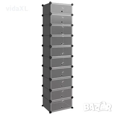 vidaXL Етажерка за обувки, черна, 44x32x174 см, PP(SKU:340560, снимка 1 - Други - 47450539