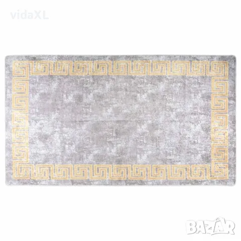 vidaXL Килим, миещ се, сив, 190x300 см