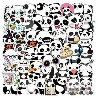50 бр панда самозалепващи лепенки стикери за украса декор картонена торта, снимка 2 - Други - 36662043