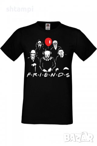 Мъжка тениска friends Halloween,Halloween,Хелоуин,Празник,Забавление,Изненада,Обичаи,
