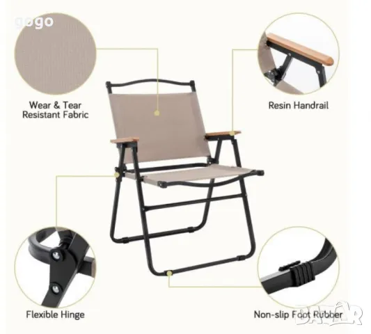 Сгъваем къмпинг стол с дървени подлакътници NS 3918/NS 3919, снимка 7 - Градински мебели, декорация  - 49908936