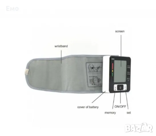 Апарат за кръвно налягане UKC BLPM-29, За китка, LCD дисплей, 3V, Автоматично изключване, снимка 5 - Други - 47581790
