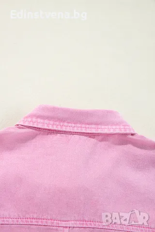 Дамска розова дънкова рокля тип риза, снимка 7 - Рокли - 49966440