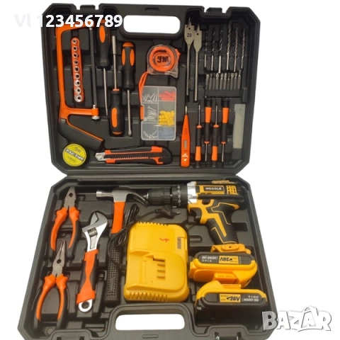 Комплект акумулаторен винтоверт WEGGLE 36V с аксесоари 