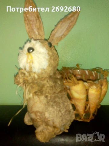 Великденска кошничка -зайче,дървена кутийка с изкуствени цветя , снимка 2 - Декорация за дома - 51225373