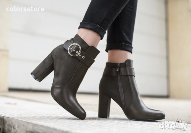 Боти на ток - зелен велур - B-10, снимка 2 - Дамски боти - 34712420