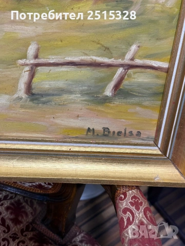 стара картина маслени бой автор, снимка 3 - Картини - 53233584