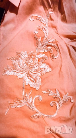 👚 Банкетна лятна дамска риза – бледорозова с бродерия 4XL–6XL, снимка 3 - Ризи - 48162120