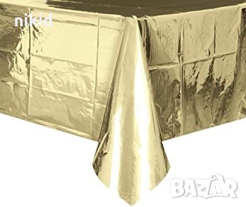 Златиста металик злато сребро златна огледална найлонова покривка за парти рожден ден, снимка 2 - Покривки за маси - 34508662