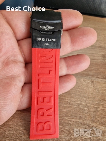 Силиконови каишки за часовник BREITLING 24mm, снимка 3 - Каишки за часовници - 52076228