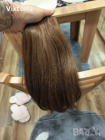 Естествена коса 50см.80гр.с клипси , снимка 2 - Аксесоари за коса - 52392678