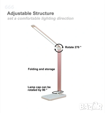 Настолна лампа с естествена светлина за четене, регулируема, енергоспестяваща, снимка 7 - Други - 54027413
