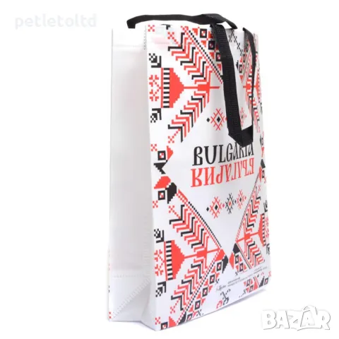 Сувенирна пазарска чанта с текстилни дръжки за многократна употреба - декорирана с български шевици , снимка 2 - Чанти - 49222787