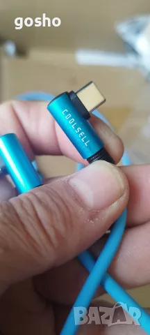 Мек силиконов USB-C кабел тип C, къс, 5,9 инча (15 см), L-образен, PD 60W бързо зареждане 3 броя , снимка 3 - USB кабели - 56136811