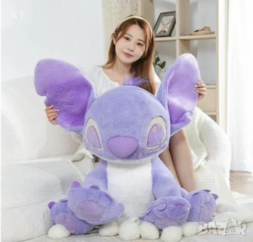 Голям Плюшен лилав Стич 100см, плюшена играчка Стич, Stitch с подарък изненада, снимка 2 - Плюшени играчки - 55754584