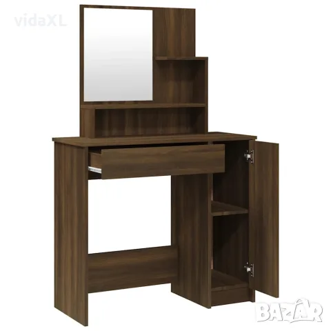 vidaXL Тоалетка с огледало, Кафяв дъб, 86,5x35x136 см, снимка 7 - Тоалетки - 56148058