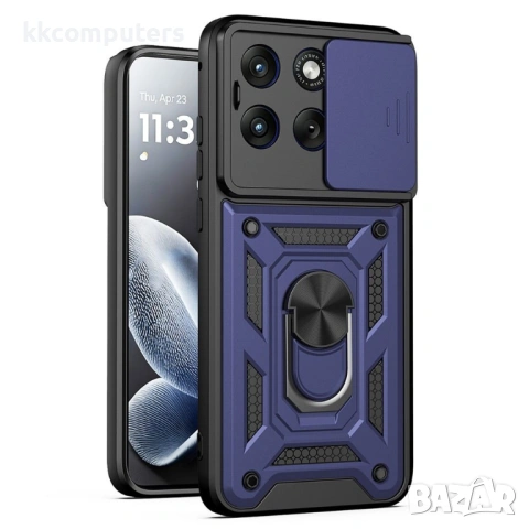 Калъф за Motorola Edge 70 Fusion+ 5G / Fusion 5G с Капаче за Камера и Стойка - PC+TPU, Военна защита, снимка 6 - Калъфи, кейсове - 54120294