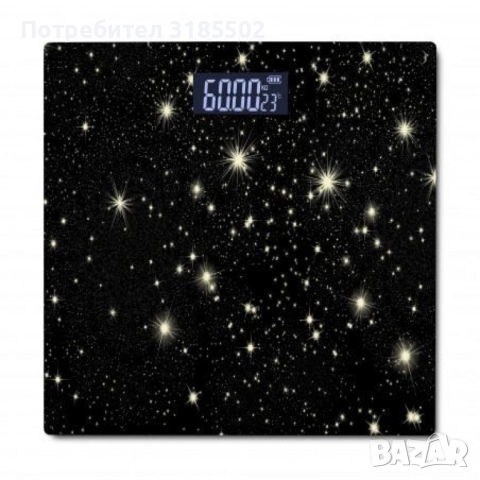 Кантар за тегло дигитален,батерии 2хААА, LCDекран, 180кг., черен, звезди, бял мрамор, снимка 2 - Други спортове - 51487794