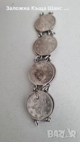 Vintage сребърна гривна със сребърни монети , снимка 4 - Гривни - 44445793