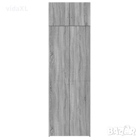 vidaXL Шкаф за съхранение, сив сонома, 70x42,5x225 см, инженерно дърво, снимка 4 - Бюфети - 56146886