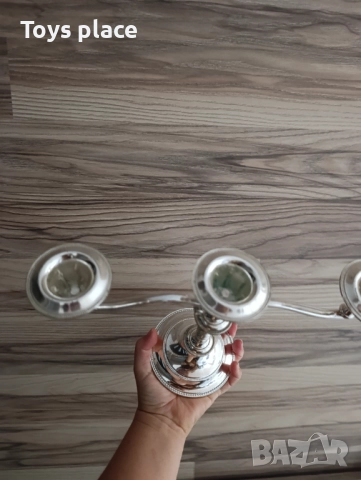 Масивен сребърен английски свещник, снимка 3 - Декорация за дома - 51949274