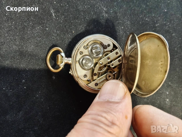 Швейцарски СРЕБЪРЕН джобен часовник Remortoir - 6 РУБИНА - ПРОМОЦИЯ, снимка 8 - Джобни - 47156792