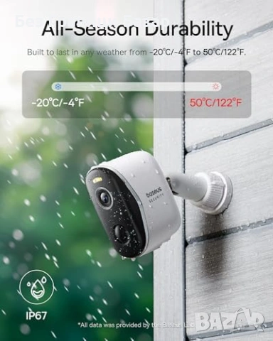 Нова Baseus N1 2K Безжична Външна Камера IP67 210 Дни Батерия Охрана дом, снимка 2 - IP камери - 53035539