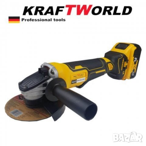 Немски Безчетков Ъглошлайф KRAFT 36V + 2 Батерии и Зарядно с Куфар Безжична шлайф Флекс дрелка 