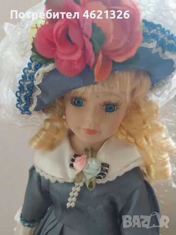 Винтидж немска порцеланова кукла в празнична рокля като ново, снимка 12 - Декорация за дома - 52155771