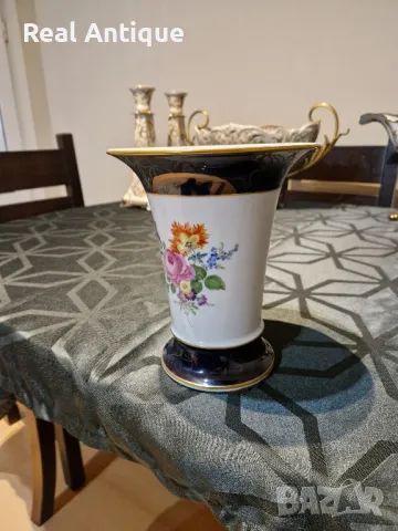 Прекрасна антикварна колекционерска порцеланова ваза Meissen , снимка 6 - Вази - 49426165