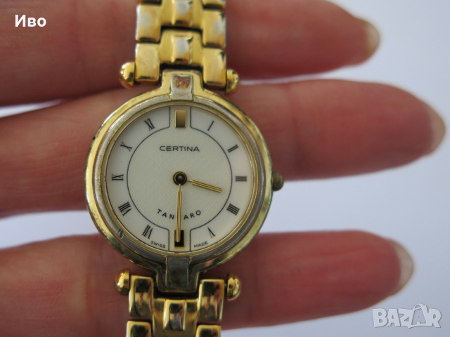 Дамски ретро часовник Certina Tangaro Quartz, позлатен, снимка 9 - Дамски - 44635734