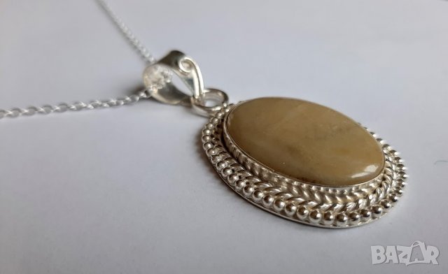 Арт Колие от естествен яспис, медальон, висулка, снимка 2 - Колиета, медальони, синджири - 31231692