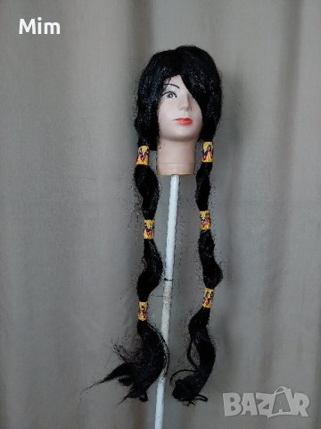 90 см Черна перука на две плитки , снимка 3 - Аксесоари за коса - 42778744