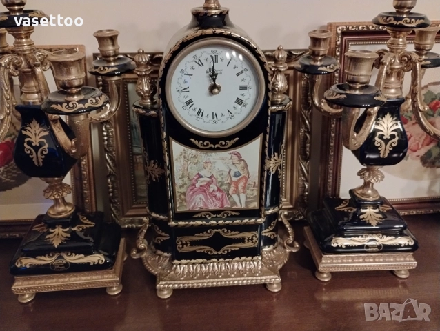 Порцеланов часовник с два свещника, снимка 13 - Антикварни и старинни предмети - 51553660