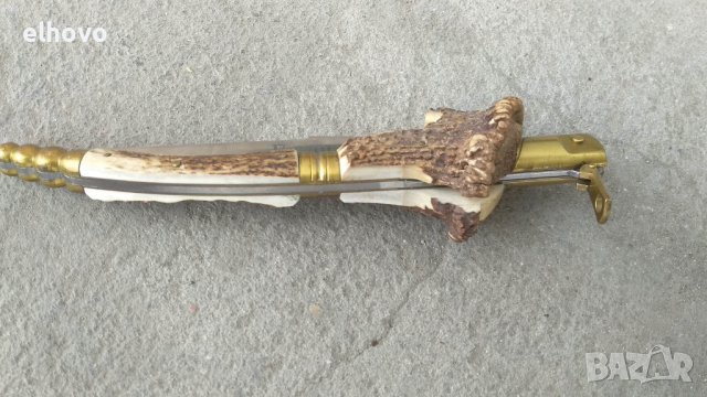Масивен ловен нож C.JUL HERBERTZ с дръжка от еленов рог, снимка 7 - Други ценни предмети - 38872970