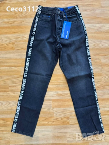 Дамски дънки KARL LAGERFELD JEANS – висока талия, с лого, снимка 2 - Дънки - 53095827