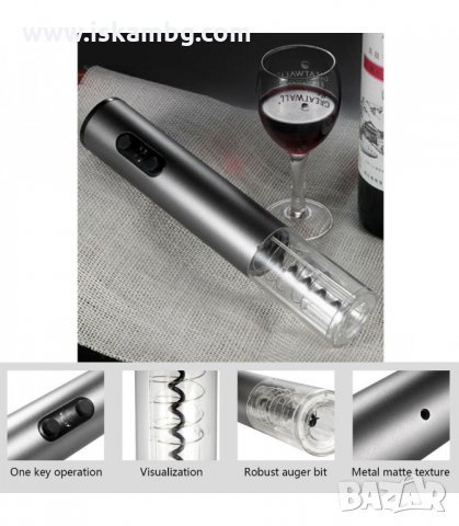 КОМПЛЕКТ ЗА ВИНО С АВТОМАТИЧЕН ТИРБУШОН 4 В 1 - код 2907, снимка 8 - Аксесоари за кухня - 33910092