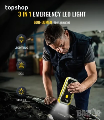 НОВ смарт jump starter стартов стартер 5000A, батерия за старт на двигателя, 26800mAh, снимка 4 - Аксесоари и консумативи - 50501488