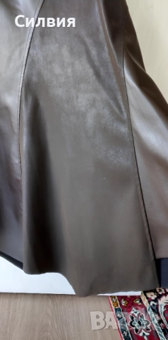 Много красива дълга кафява кожена пола с колан, номер 38, размер S-M, снимка 2 - Поли - 52414348