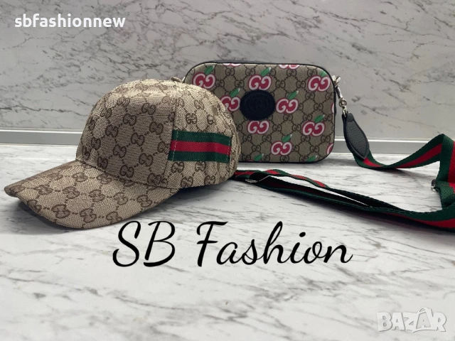 Gucci бежов комплект шапка и чанта, снимка 2 - Чанти - 51034118